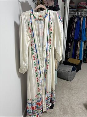 Off white embroidered farm Rio dress linen